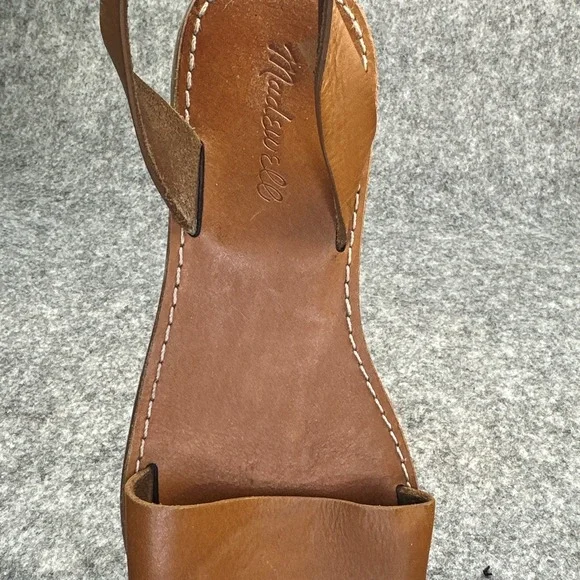 Madewell Boardwalk Sandals Women's 8 Brown Tan Leather Ankle Strap Strappy Cross - Picture 6 of 13